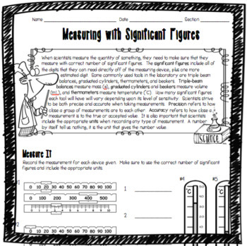 Measuring With Significant Figures Worksheet By Adventures In Science