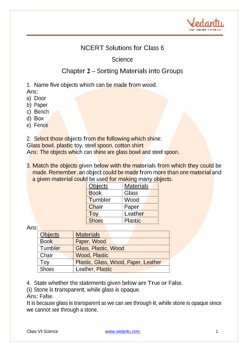 NCERT Solutions For Class 6 Science Chapter 2 Components Of Food