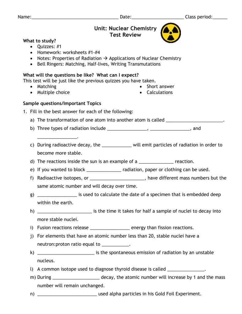 Nuclear Decay Worksheet Answers Onlineworksheet my id