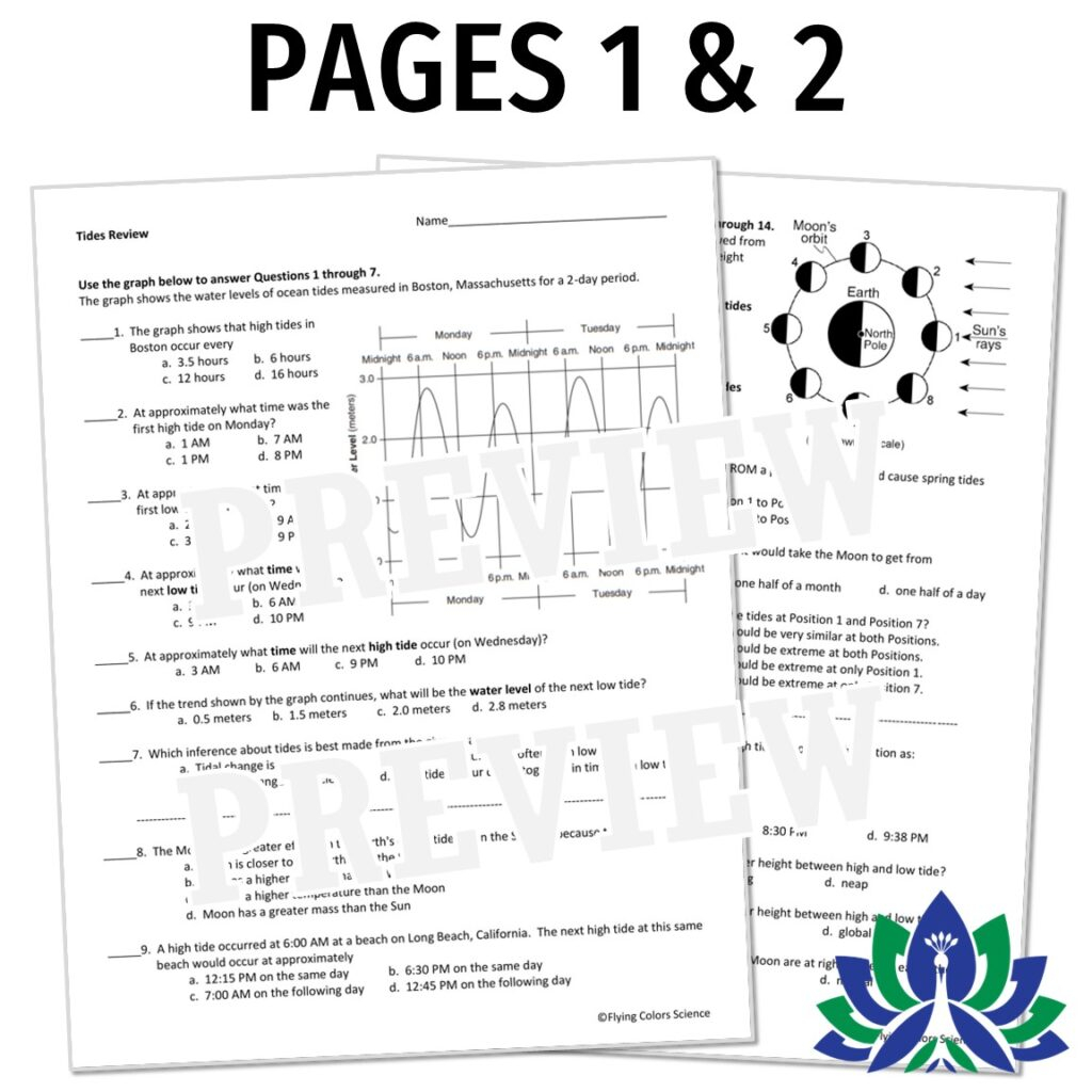 Ocean Tides Worksheet Flying Colors Science