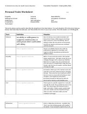 Personal Traits Worksheet August 8 docx National Consortium For