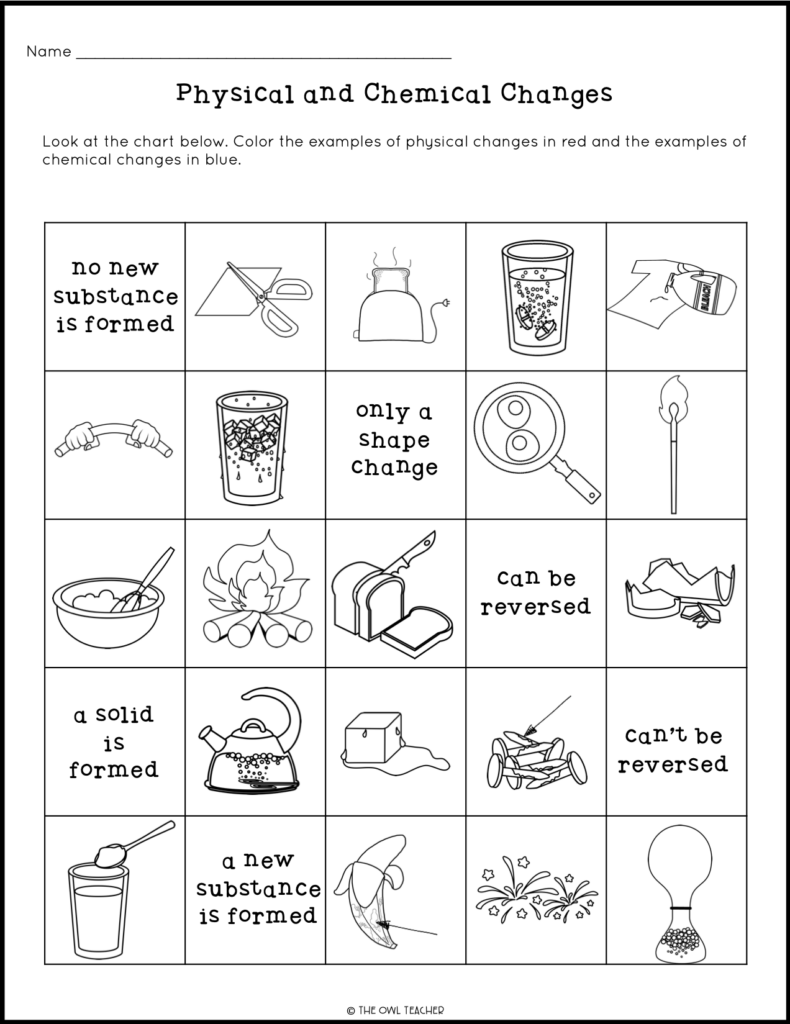 Physical And Chemical Changes Worksheet With Answers