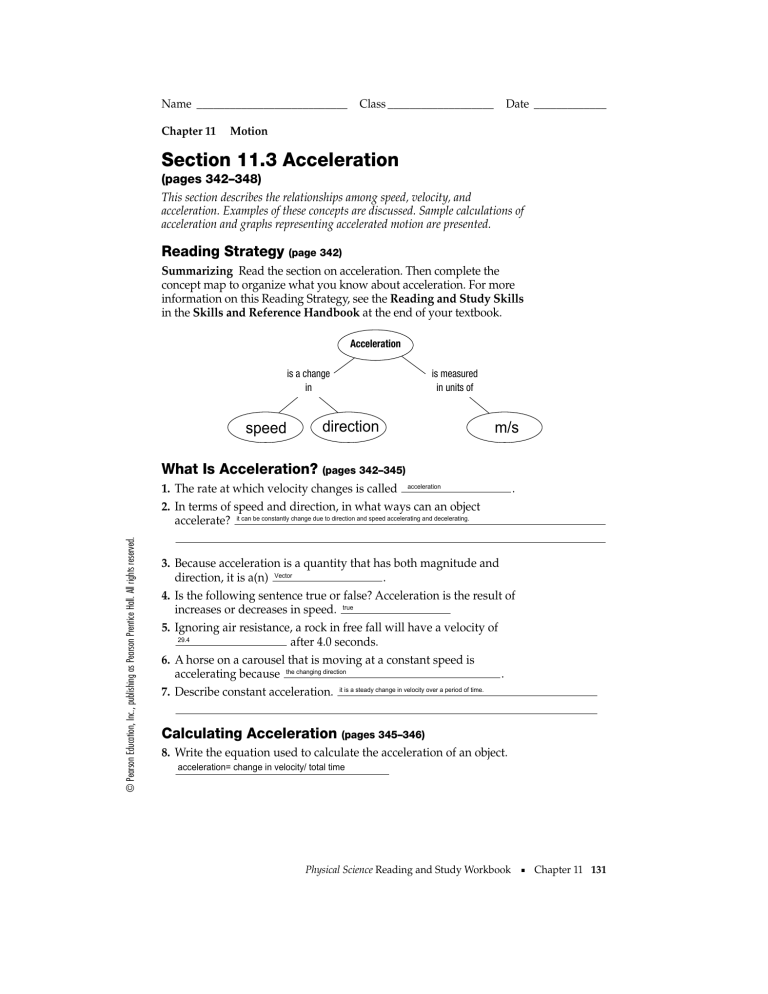 Physical Science 11 3 Worksheet