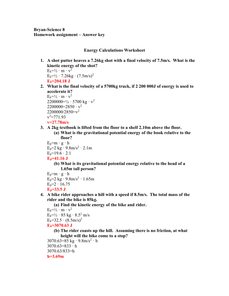 Physical Science 233 Power Worksheet Answers Worksheets Physical