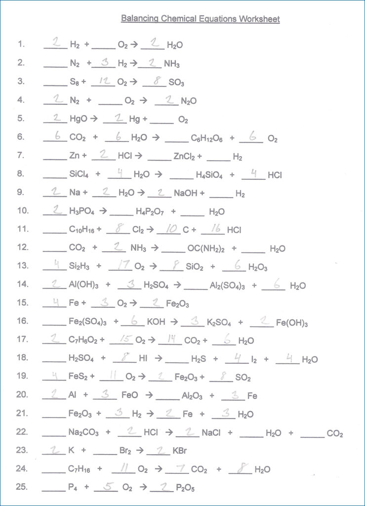 Physical Science Balancing Equations Worksheet Answers Equations 