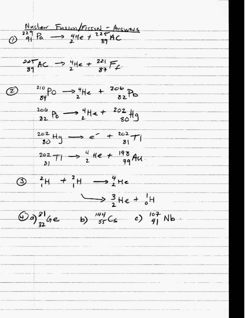 Physical Science Fission Fusion Worksheet Answers Scienceworksheets