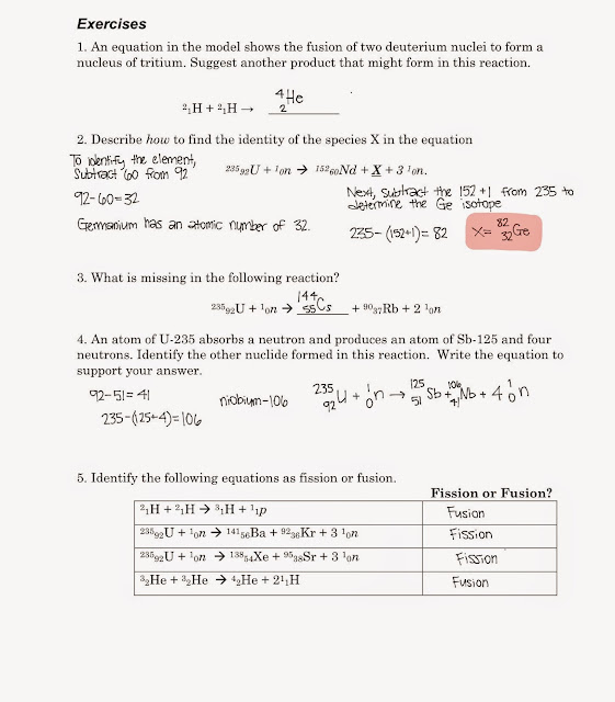 Physical Science Fission Fusion Worksheet Classwork Answer Key 