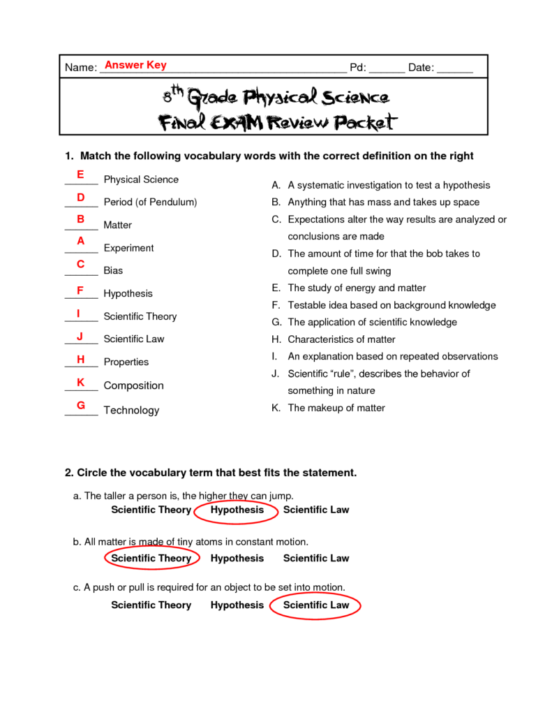 Physical Science In Action Properties Of Matter Quiz Worksheet Answer 