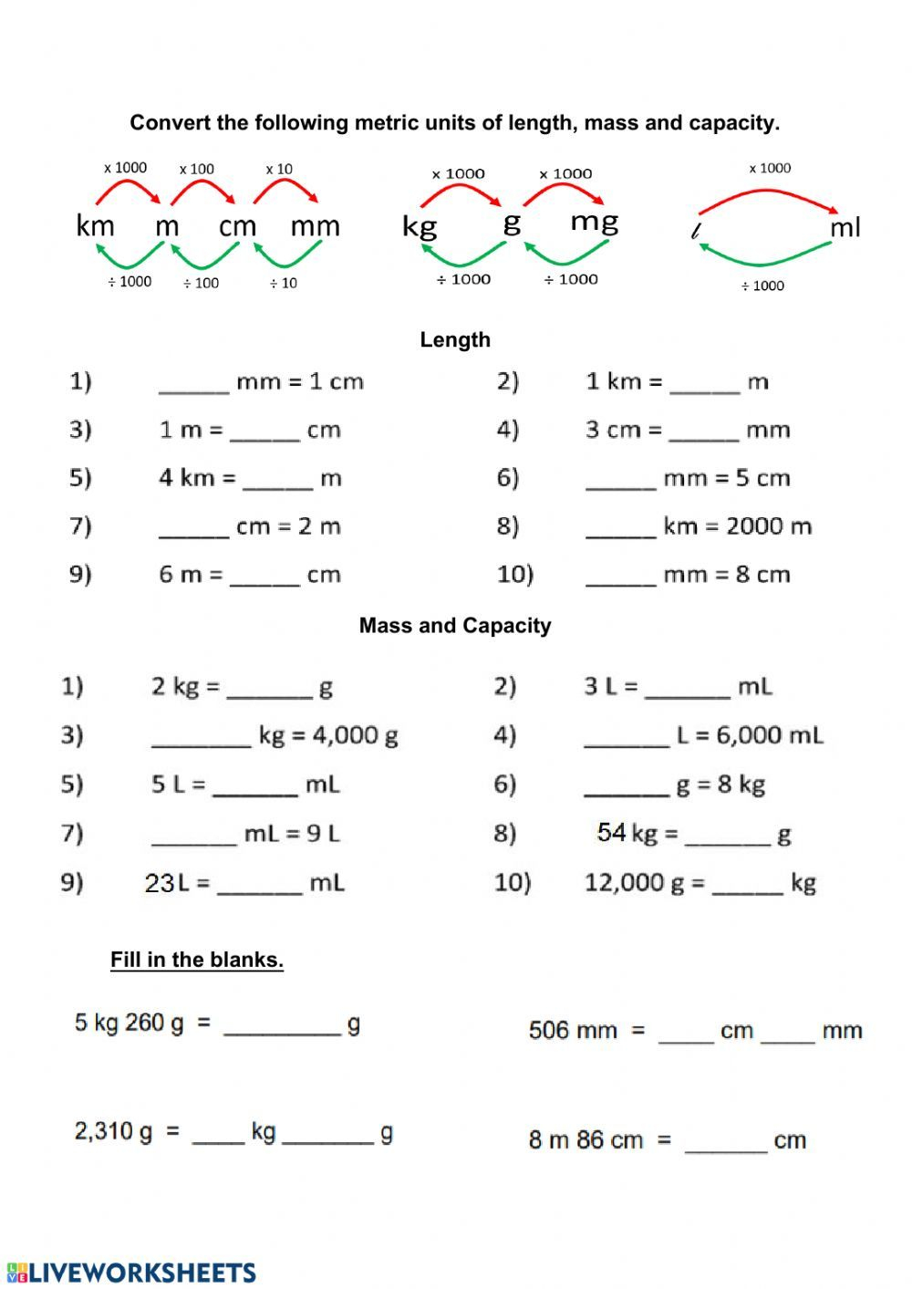 Physical Science Metric Conversion Worksheet