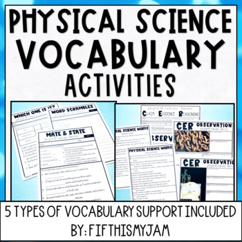 Physical Science Vocabulary Activities Digital And Editable Included