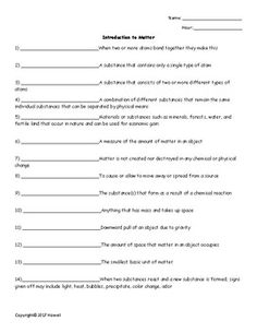 Physical Science Vocabulary Quiz Or Worksheet