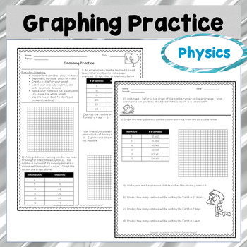 Physics Unit 1 Graphing Practice Worksheet By Delzer 39 s Dynamite Designs