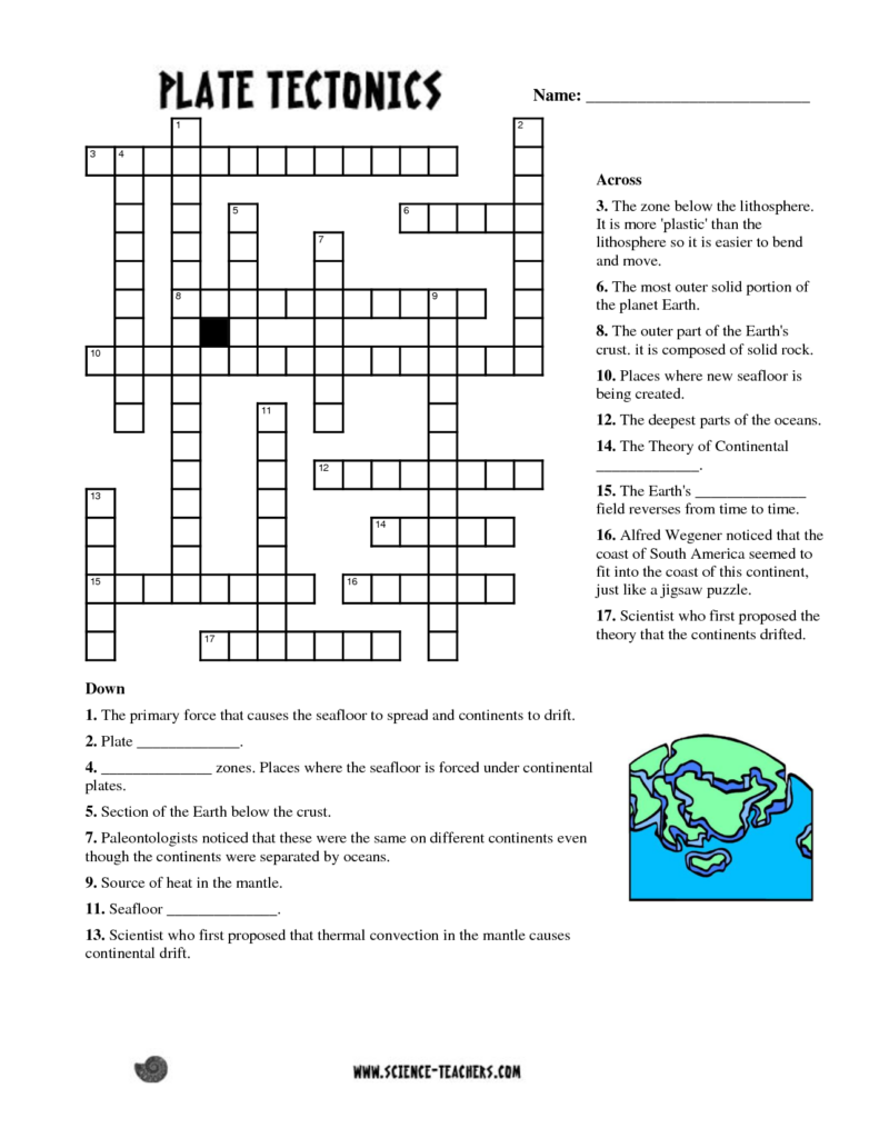 Plate Tectonics Free Printable Worksheet