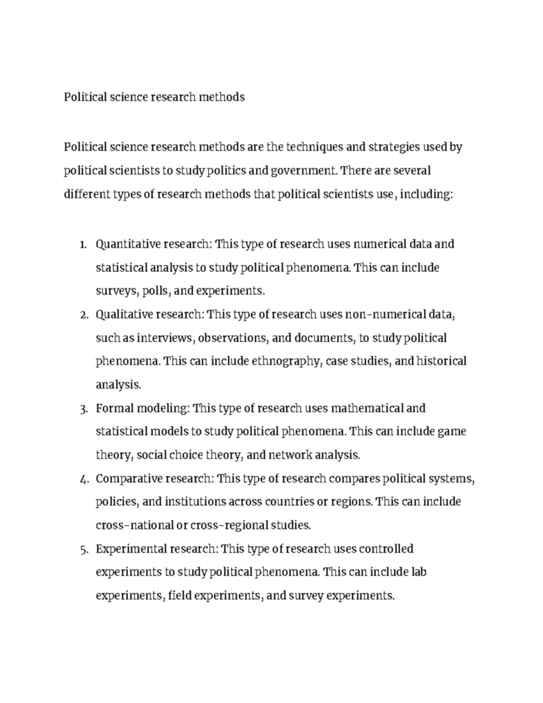 Political Sciences Political Science Research Methods Political 