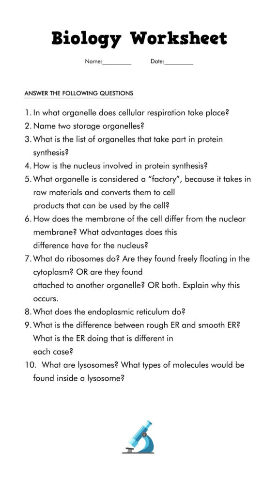 Printable Biology Worksheet Grade 10