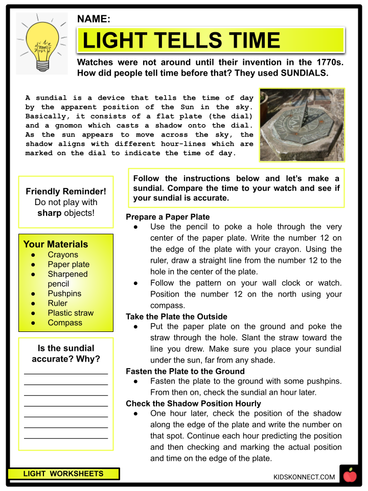 Properties Of Light Grade 4 Worksheets