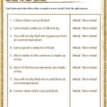 Properties Of Metals And Nonmetals Worksheet