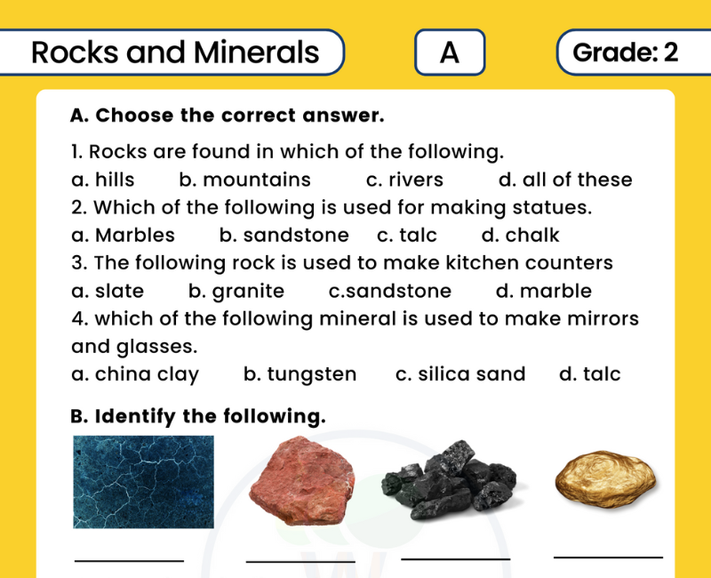 Rocks And Minerals Class 2 Worksheets With Answer Key