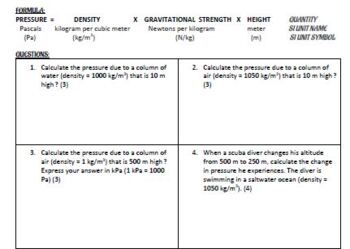 Science 8 Fluids Under Pressure Worksheet