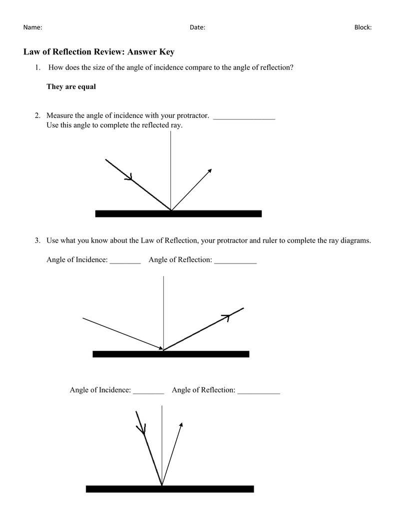 Science 8 Mirrors Worksheet Answer Key