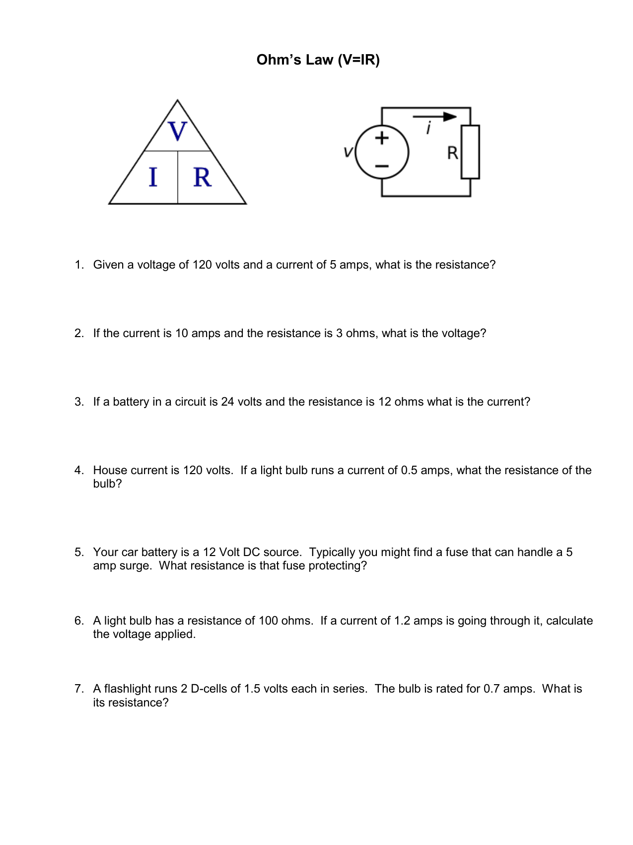 Science 9 Ohm 39 s Law Worksheet Answers Scienceworksheets