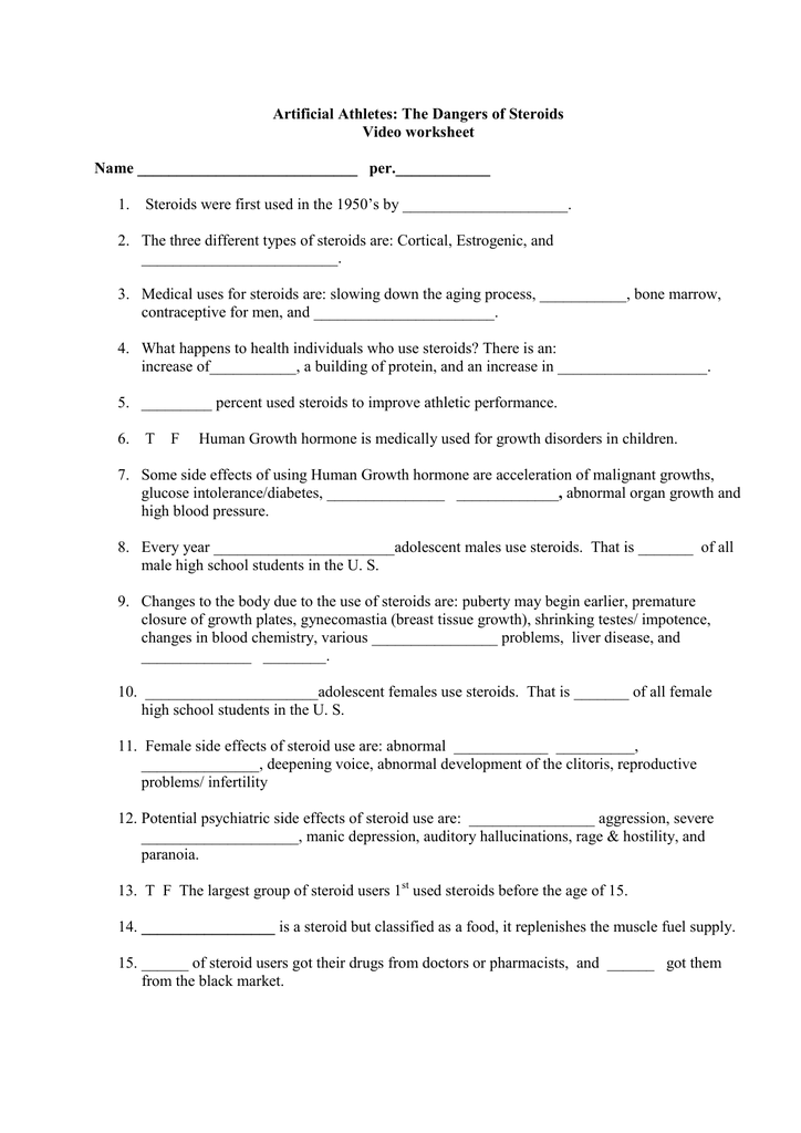 Science Of Steroids Worksheet