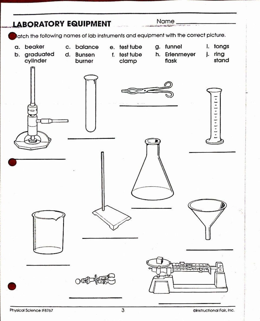 Science Tools Matching Worksheet