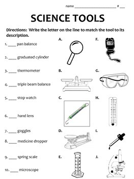 Science Tools Worksheet First Grade