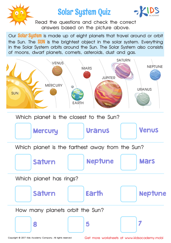 Solar System Worksheet With Answers