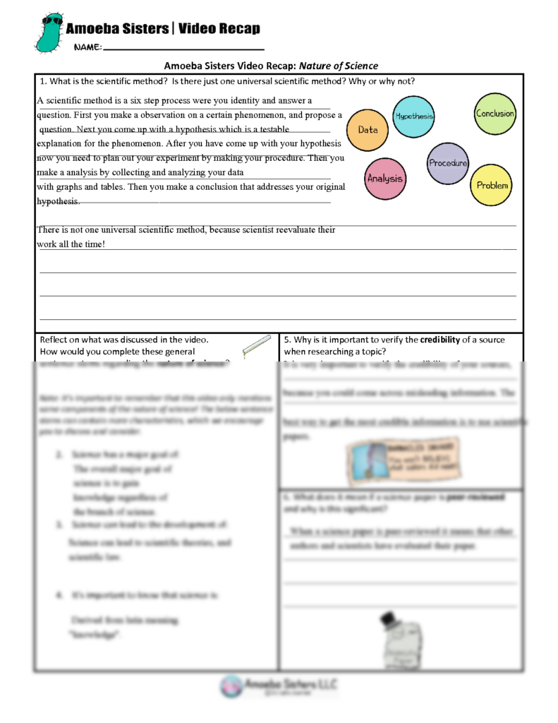 SOLUTION Amoeba Sisters Nature Of Science Worksheet Studypool