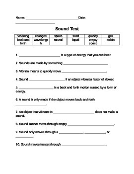 Sound Pitch Vibrations Produce Test 4th Grade Science By Nannette 