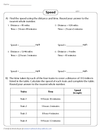 Speed Distance And Time Worksheets