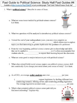 Study Hall Fast Guides 4 What Is Political Science Worksheet