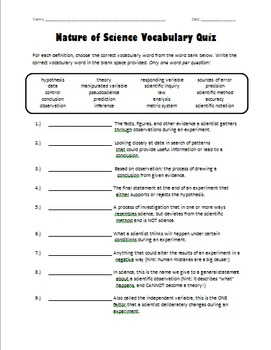 The Nature Of Science Worksheet Answer Key