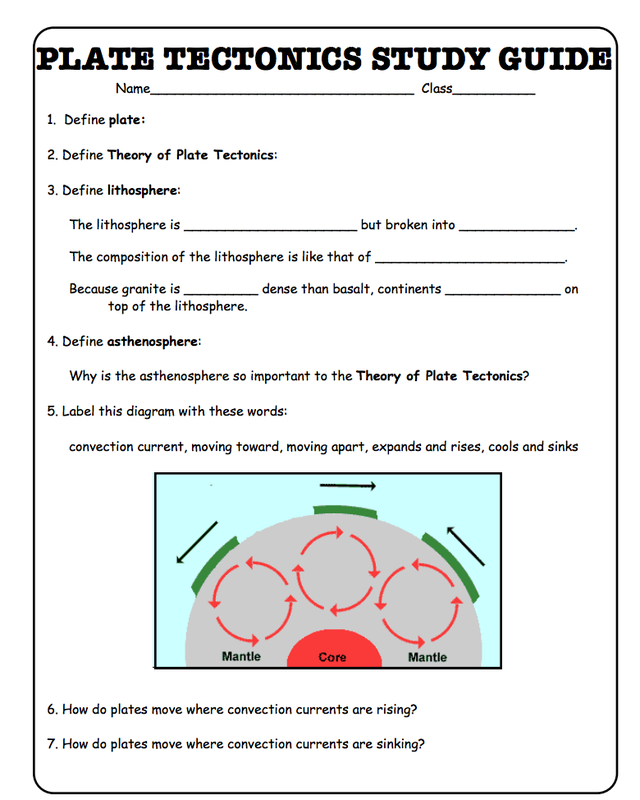 The Theory Of Plate Tectonics Worksheets