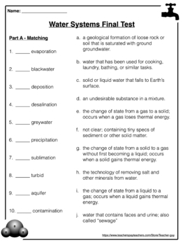 Water Systems Grade 8 Ontario Science By Teacher guy TpT