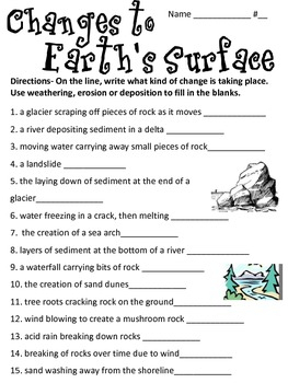 Weathering And Erosion Worksheets