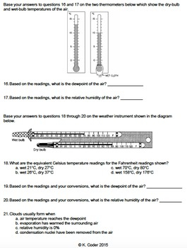 Worksheet Dew Point And Relative Humidity Editable TPT