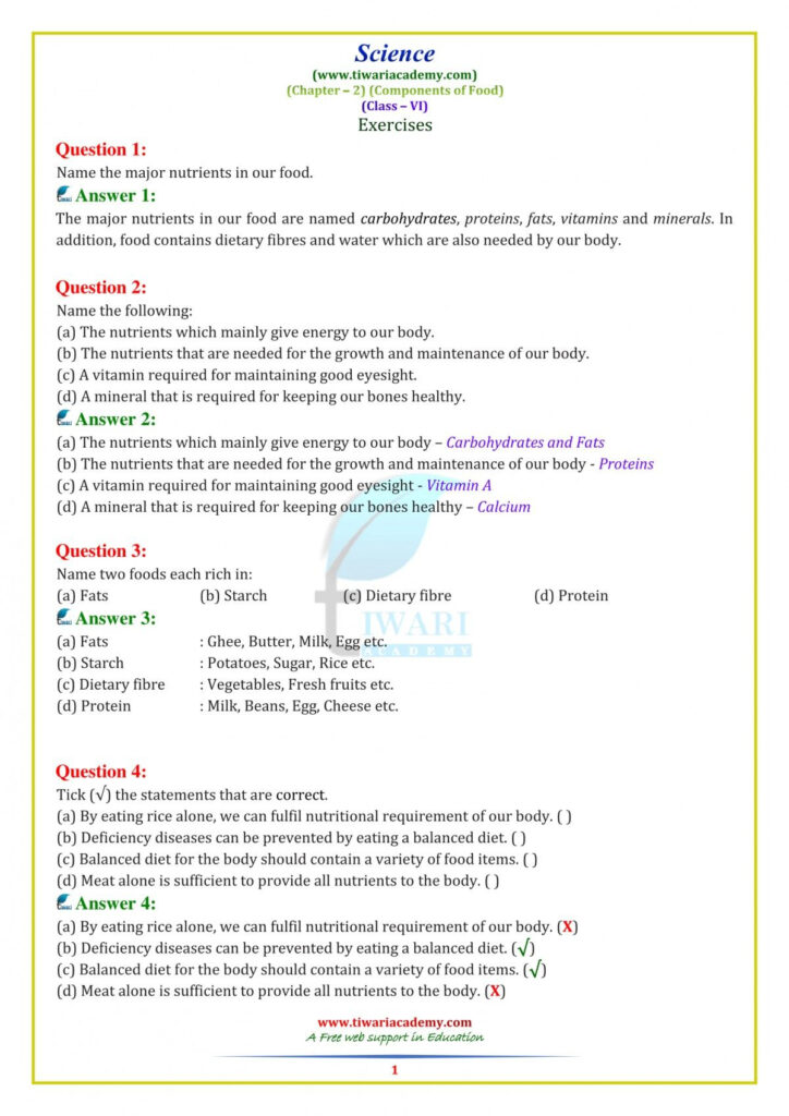 Worksheet For Class 6 Science Chapter 2 Maryann Kirby 39 s Reading 