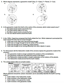 Worksheet Geocentric Vs Heliocentric Model Editable TPT