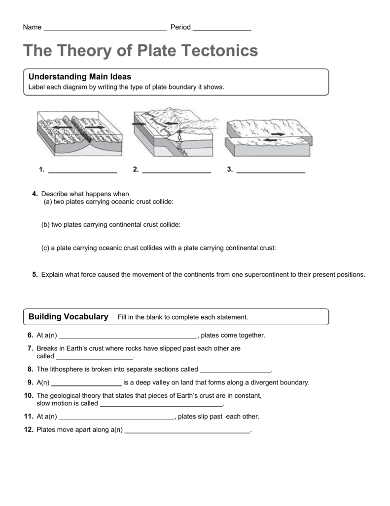 Worksheet On Plate Tectonics