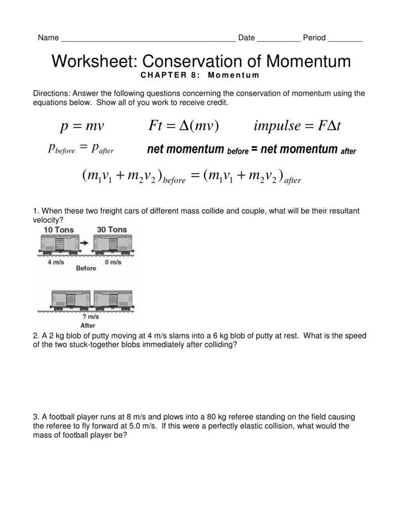 Worksheets Momentum And Impulse