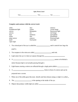 Worksheets Stationery Learn From Science 8 Lenses Worksheet Answer Key Pdf