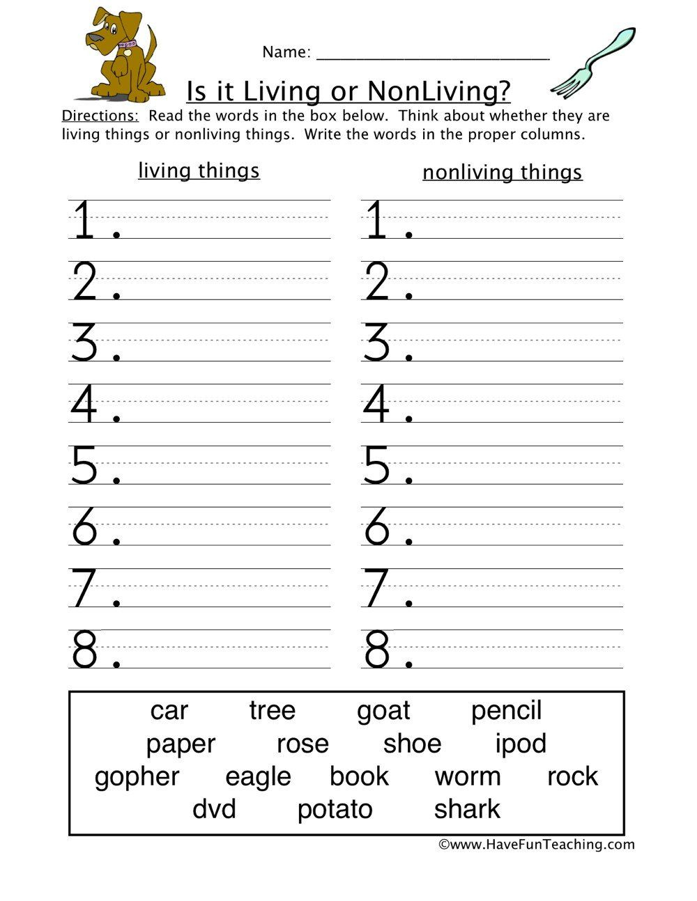 Zombies Living Or Non Living Worksheet Answers